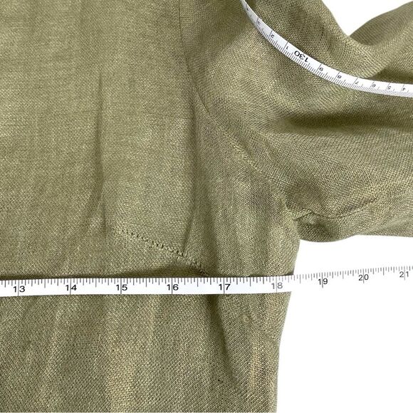 Connie Roberson women’s XS linen green gold Sheer button down tunic Shirt - Picture 5 of 7